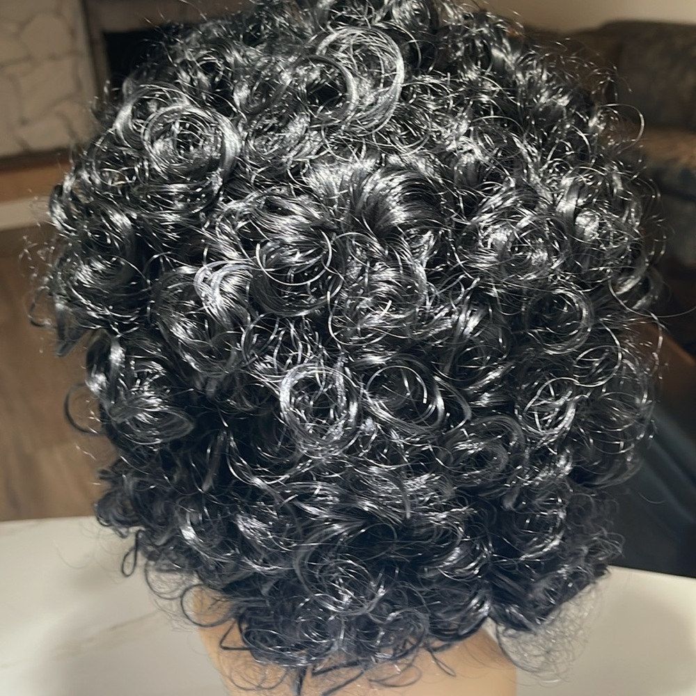 HAIR, Curly Bob with Bangs, Jet black - Picture 5 of 12